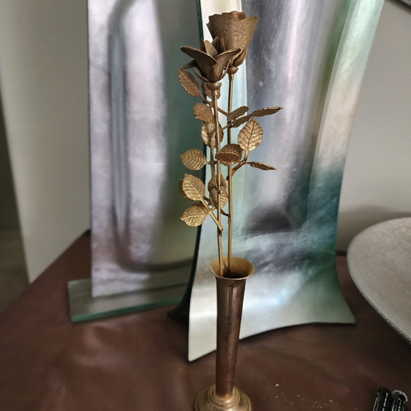 Ted Arnold Elegant Gold Rose Sculpture - Picture 14 of 16